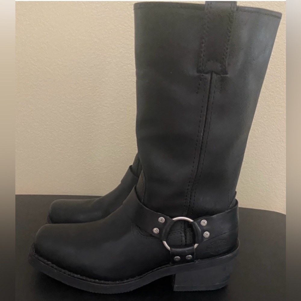 Women’s Harley Davidson Black Square Toe Slip On Boots in Size 8 1/2
